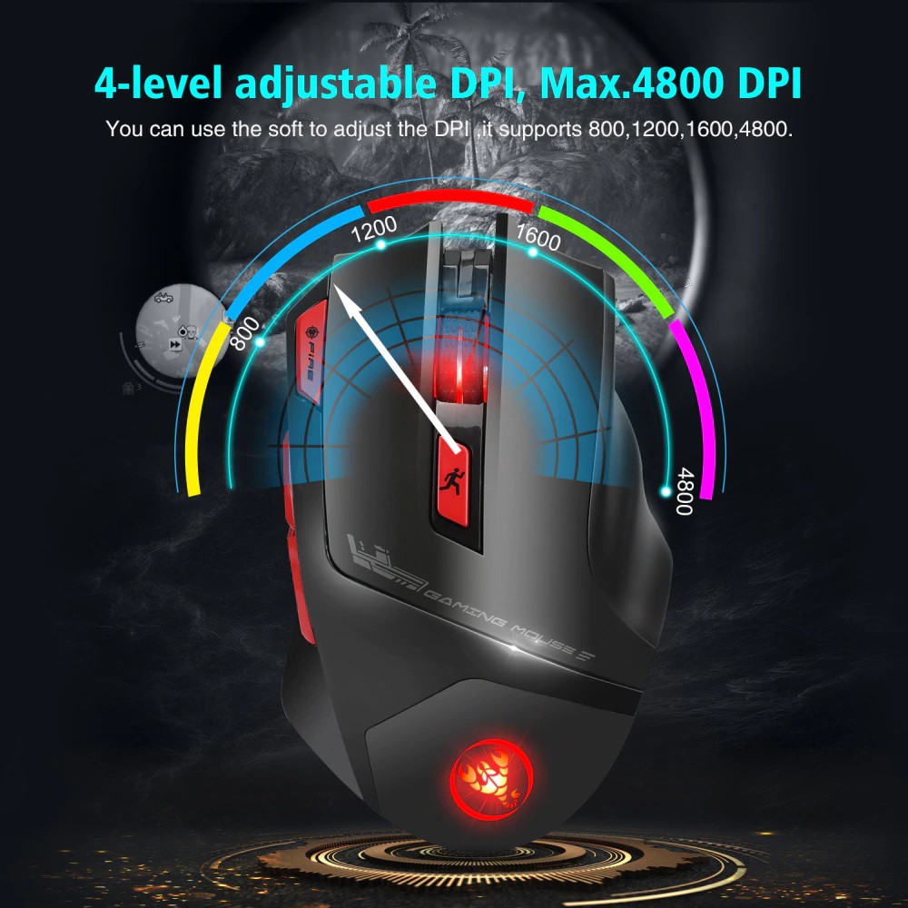 Chuột Gaming Chơi Game Không Dây 4800DPI Wireless 2.4GHz HXSJ T88