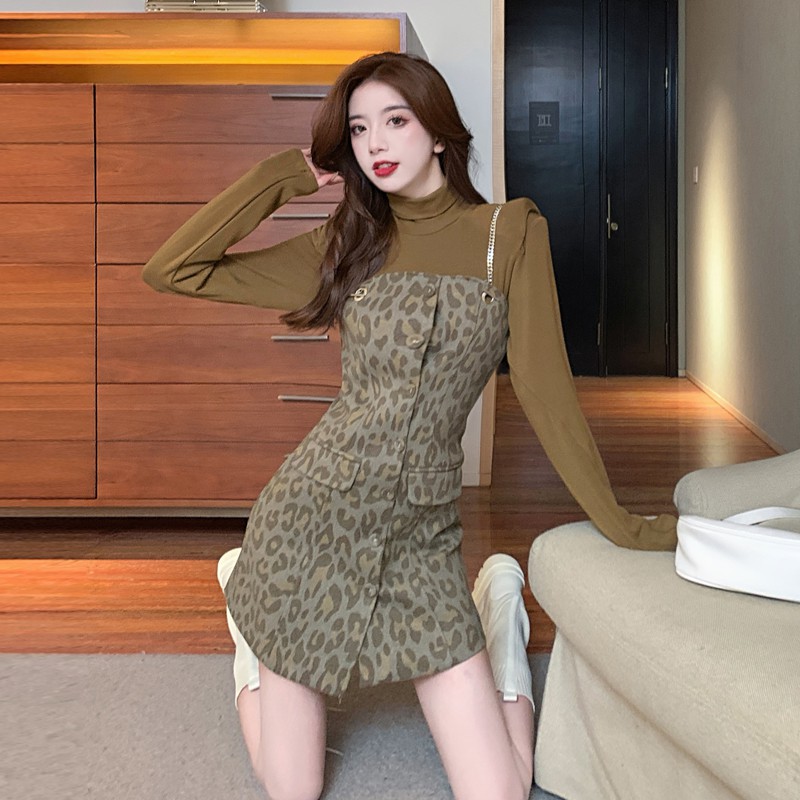 SET VÁY BEO KÈM ÁO CỔ LỌ (B0992)