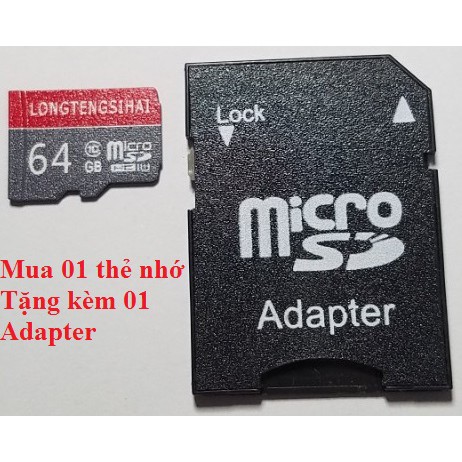 Thẻ Nhớ Micro SD 32G 64G 128G Tốc Độ Cao 98M/S Longtengsihai - Xuất Xứ Đài Loan ( Tặng Kèm Adapter )