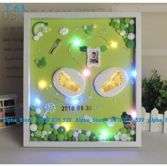 [Hàng có Sẵn] Bộ khung ảnh in dấu tay chân cho bé Size L (33x38x3cm)