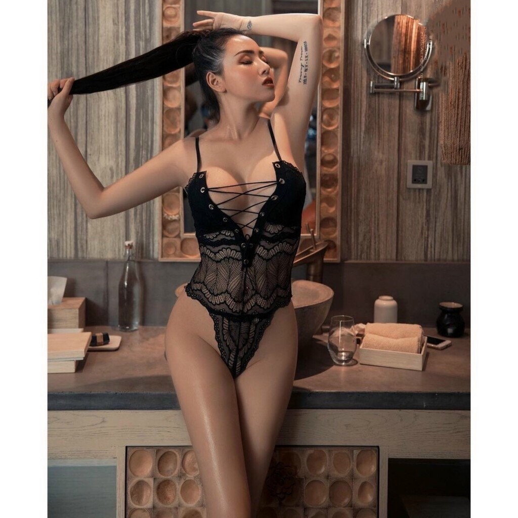 ( Có ảnh thật )Bộ đồ ngủ liền thân bodysuit ren 5094 Sexy gợi cảm