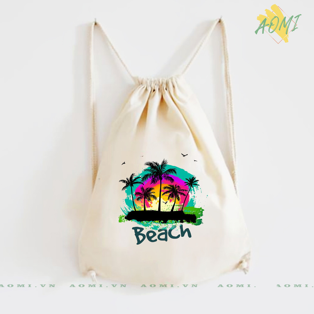 BALO MINI AOMIVN DÂY RÚT NHỎ XINH UNISEX CHẤT CANVAS THỜI TRANG BEACH B CUTE XINH ĐẸP TIỆN ÍCH DẠO PHỐ DU LỊCH