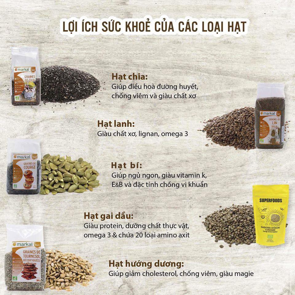 Hạt lanh vàng hữu cơ Markal 500g