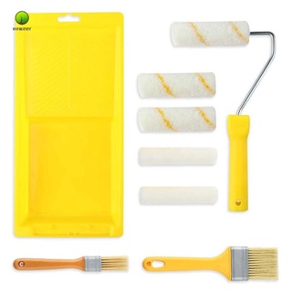 8 Pcs Paint Roller Brushes Tray Set for Interior Wall Repair Brush