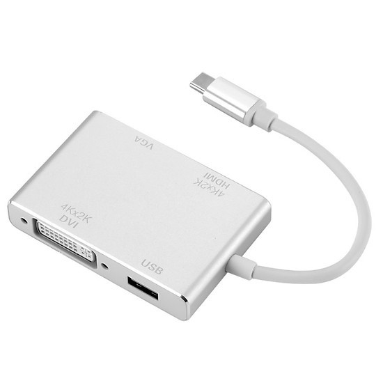 Cáp 4 in 1 chuyển đổi typeC sang HDMI/ VGA/ DVI/ USB - hỗ trợ FullHD (nhiều màu)