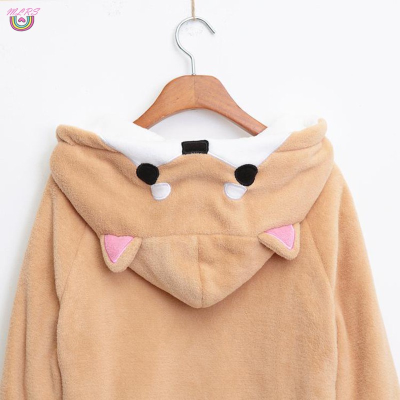 Áo Hoodie Có Nón In Hình Chó Shiba Inu Husky Dễ Thương Phong Cách Nhật Bản Cho Nữ