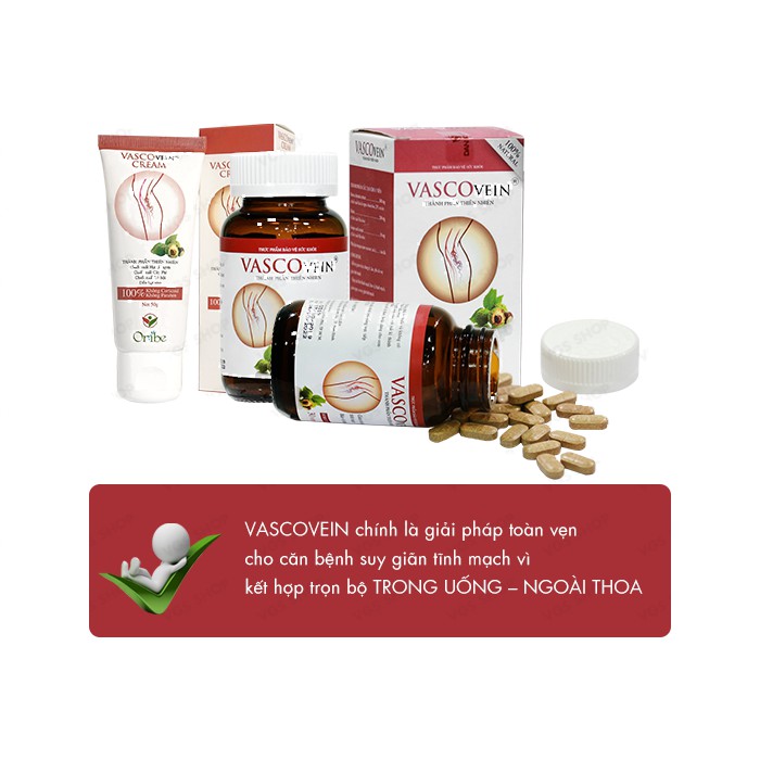 [Mã 66FMCGSALE hoàn 8% xu đơn 500K] Kem Bôi-Viên Uống Hỗ Trợ Suy Giãn Tĩnh Mạch Vascovein Oribe | BigBuy360 - bigbuy360.vn