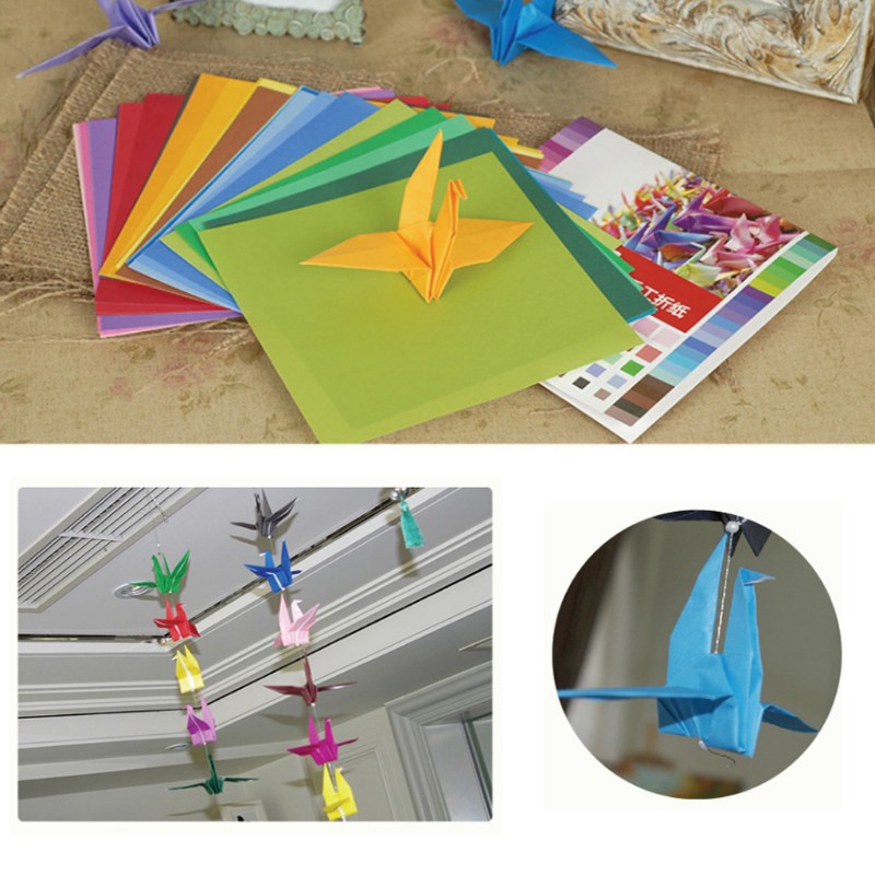 Bộ 50 tờ giấy gấp origami hai mặt hình vuông 6 inch thủ công