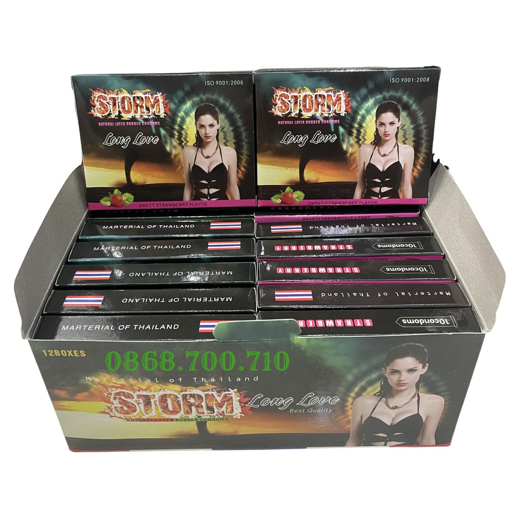 Bộ 1Hộp Lớn (120 chiếc) Bao cao su Storm Gân Gai -Kéo Dài Thái Lan