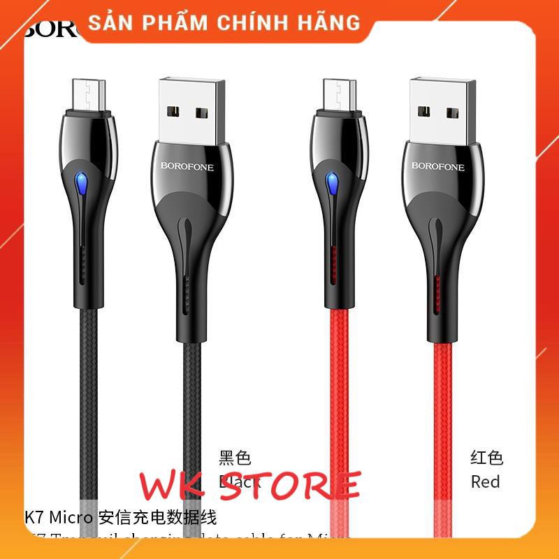 Cáp sạc dù có đèn led Borofone CK7 hàng chính hãng (iphone,android, type c)