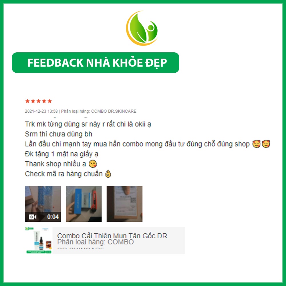 Combo ngăn ngừa mụn Dr skincare, sữa rửa mặt, serum giảm mụn mờ thâm Dr skincare chính hãng check mã điện tử