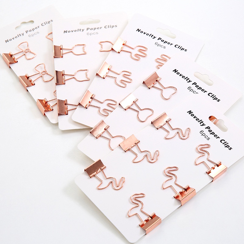 Kẹp giấy kim loại, kẹp giấy a4 cute size lớn nhiều hình dễ thương 1set 6 chiếc