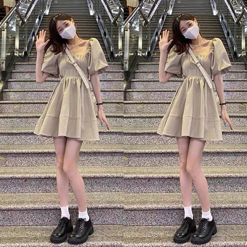 [Ảnh thật/Video] Váy cổ vuông hở eo chất thô mềm - 29feb.closet - V23