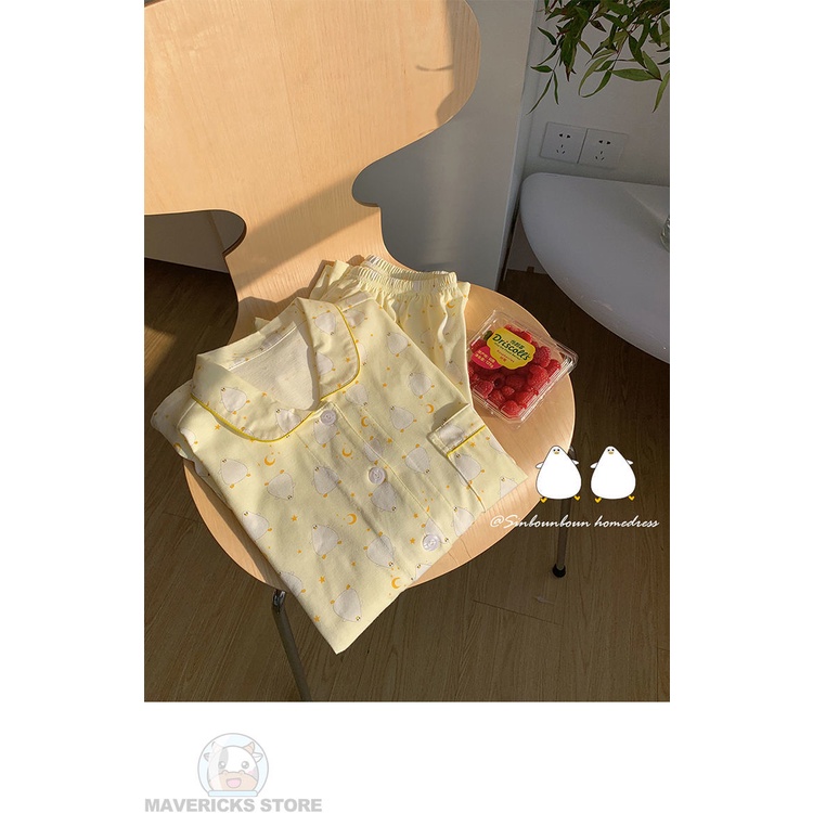 Bộ Đồ Ngủ Hình Chim Cánh Cụt Dễ Thương Phong Cách Hàn Quốc Cho Nữ