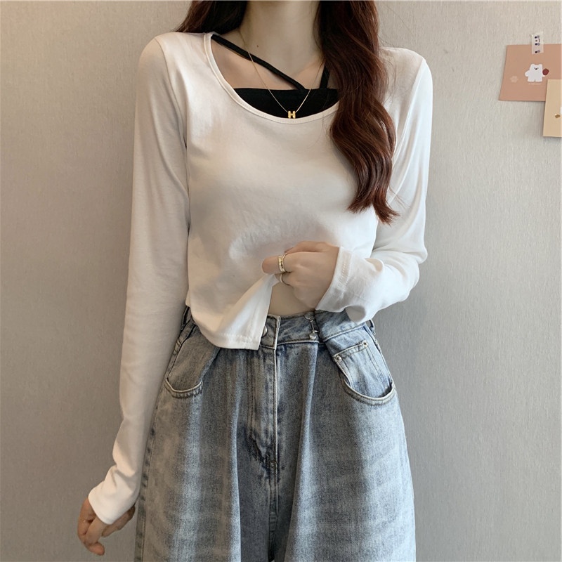 SUXI Áo Thun Dài Tay Màu Sắc Thời Trang Mùa Hè Cho Nữ