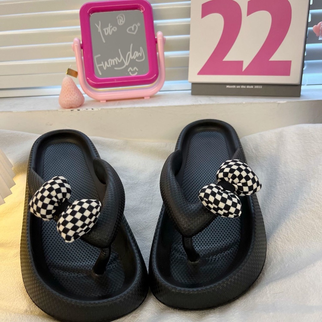 Dép MARTINI xỏ ngón đế dày đính nơ hoạt hình đáng yêu thời trang đi biển 2022