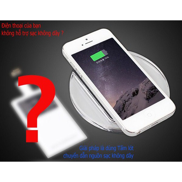 Miếng dán sạc không dây receiver iPhone/ Android - Tặng cáp iphone/ android, dây quấn sạc, que chọc sim (Số lượng có hạn