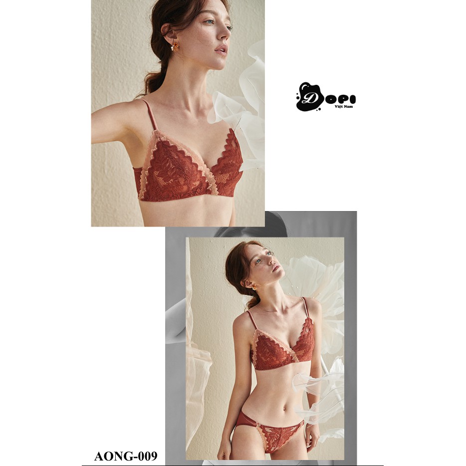 Bộ đồ lót áo ngực và quần lót nữ cao cấp không gọng phối ren AONG-009