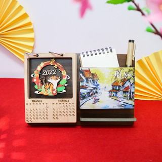 Lịch gỗ để bàn 2022