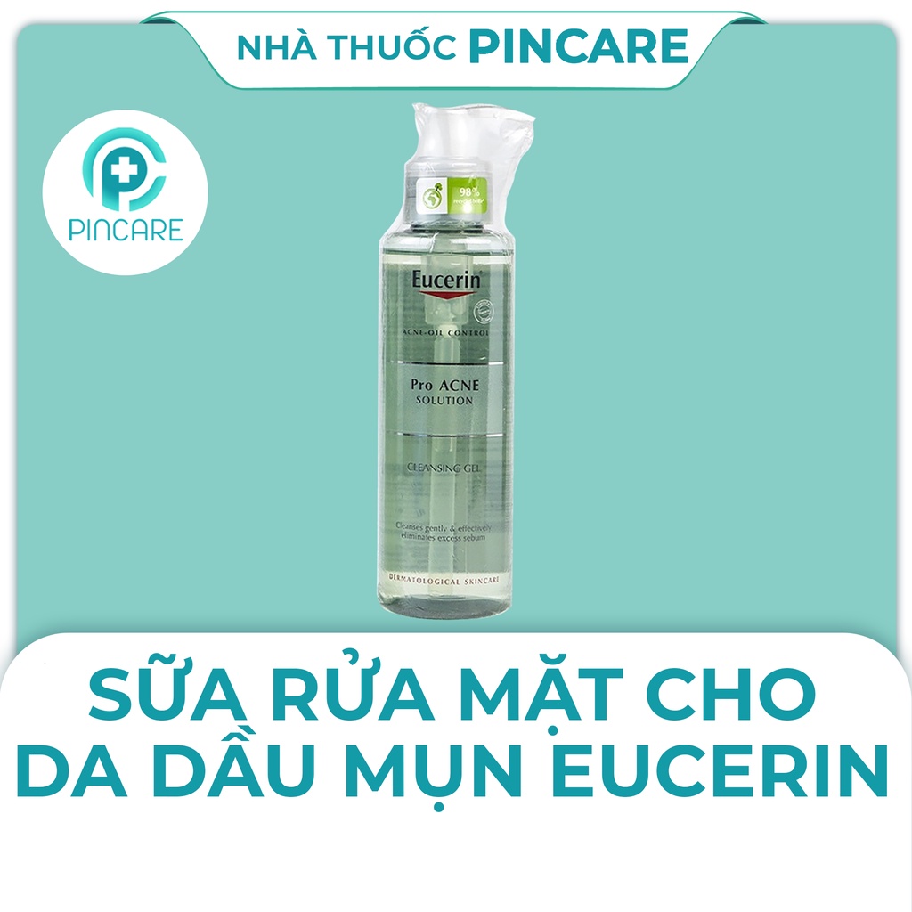 Sữa rửa mặt cho da dầu mụn Eucerin Pro ACNE Solution Cleansing Gel 200ml - Hàng chính hãng - Nhà thuốc PinCare