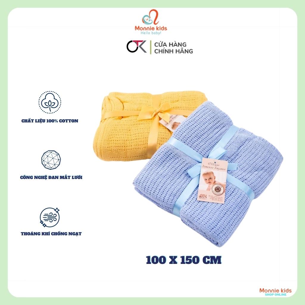 Chăn lưới cotton thoáng khí OTK xuất Nga cho bé, mền chống ngạt 100x150cm - Monnie Kids