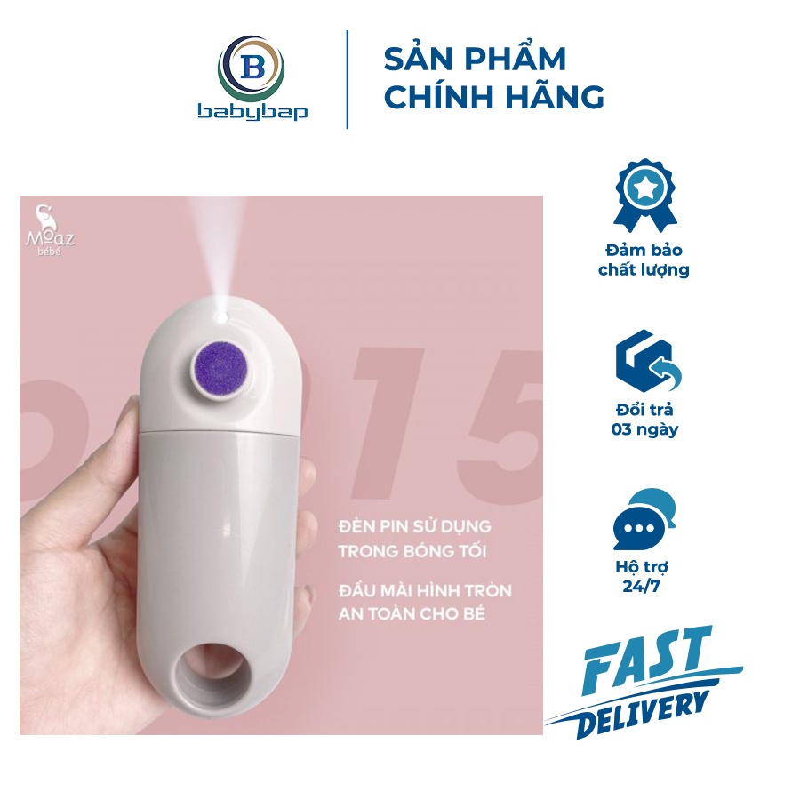 Máy Dũa Móng Tay Cho Bé Moaz bebe MB015 Với Các Tấm Mài Tùy Chỉnh Theo Độ Tuổi