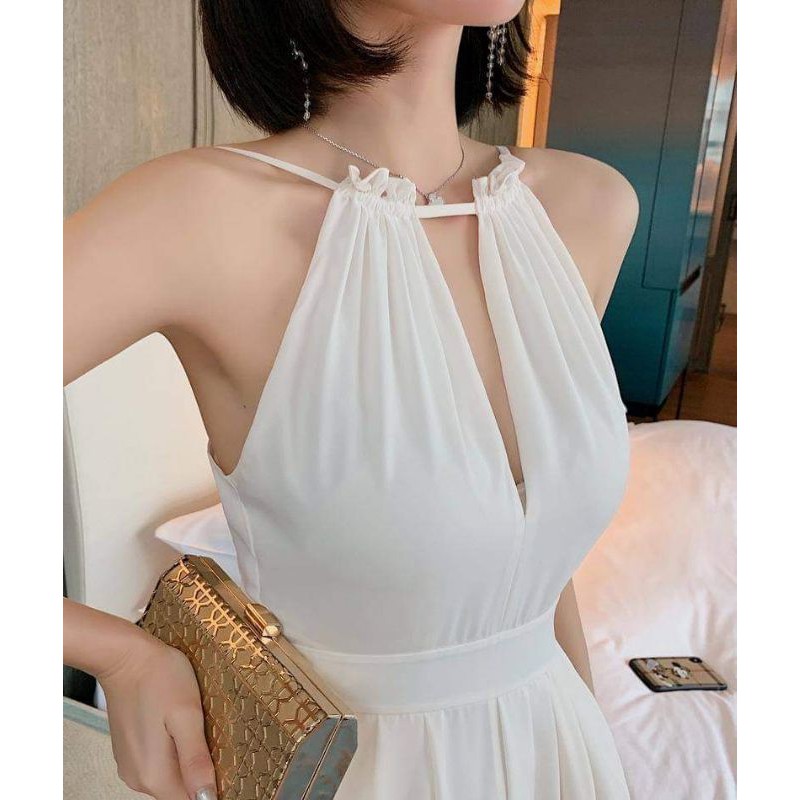 Jumpsuit dài cổ yếm phong cách Hàn Quốc SG