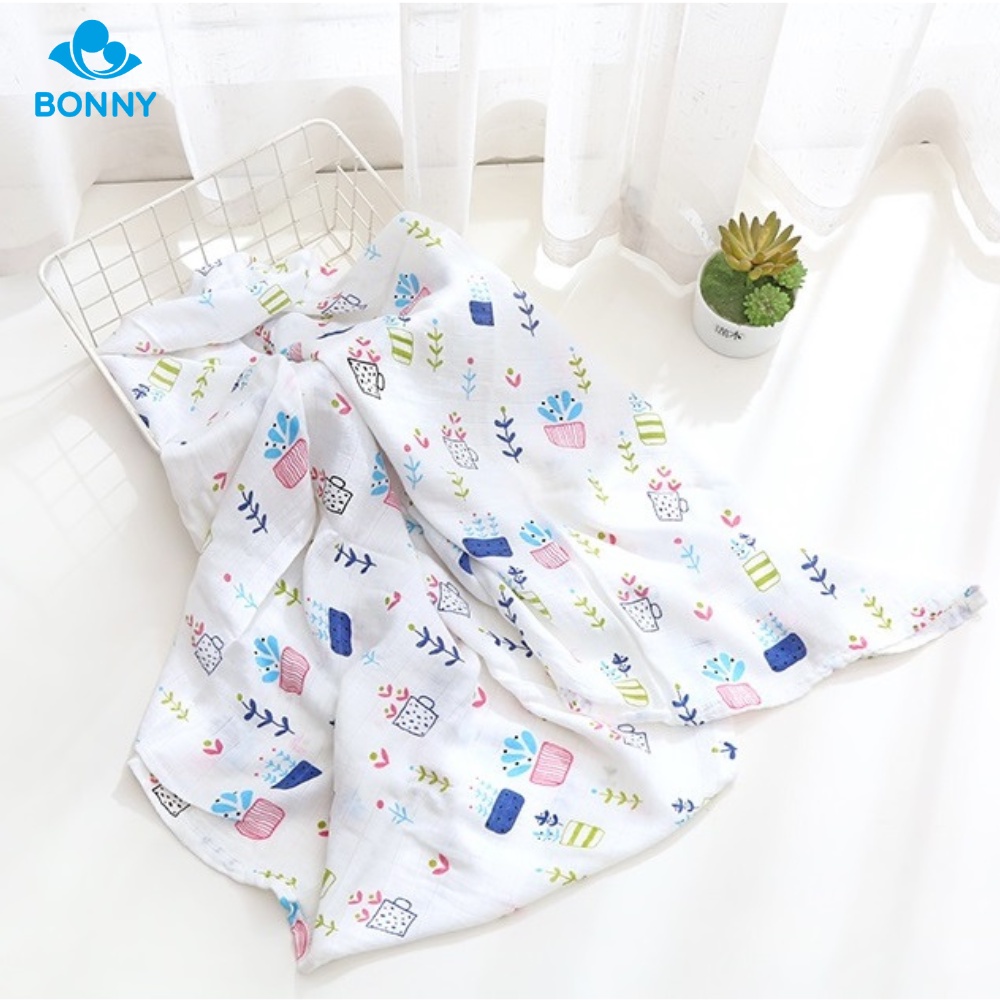 Khăn Tắm Em Bé 100% Sợi Tre BONNY 2 Lớp Cỡ Lớn 1m1x1m2 Siêu Mềm Và Thấm Hút Dành Cho Bé (Giao họa tiết ngẫu nhiên)
