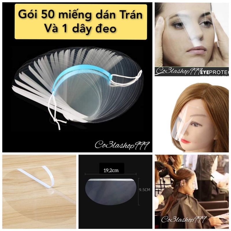 Gói 50 Miếng dán trán và 1 dây đeo,bảo vệ  mắt khi làm tóc, gội đầu