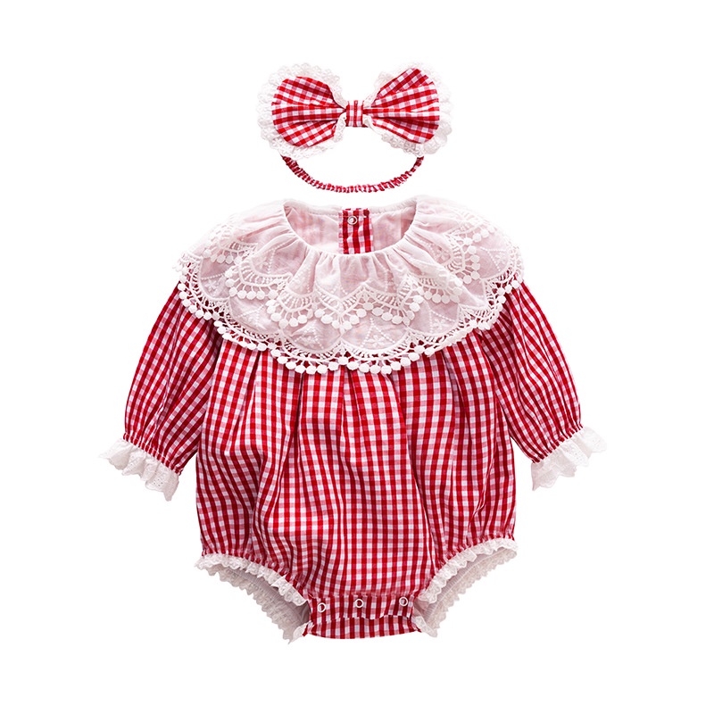 Set Áo Liền Quần &amp; Băng Đô Quấn Đầu Cho Bé Gái Sơ Sinh