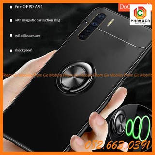 Ốp lưng OPPO A91 dẻo đen gắn sẵn Ring zin phía sau (Ring có thể gỡ ra)