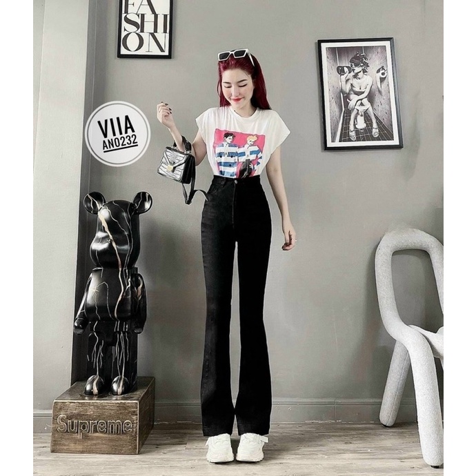 Quần jean loe đen dáng dài AN0232 VIIA DESIGN