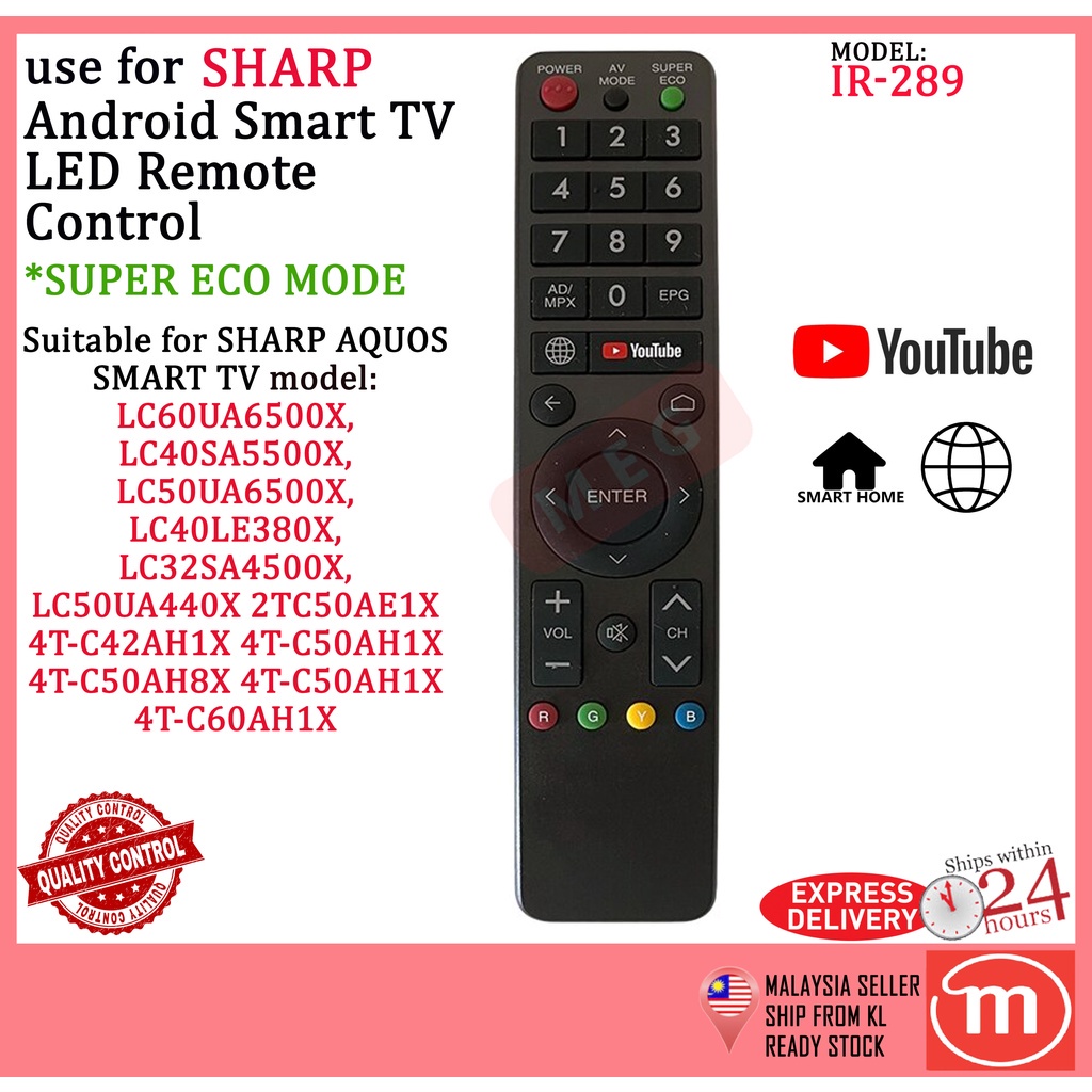 SHARP AQUOS SMART TV ANDROID TV THAY THẾ ĐIỀU KHIỂN GIẢM GIÁ với YOUTUBE SUPER ECO MODE & BROWSER IR