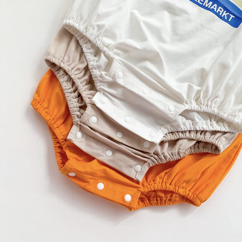 Áo liền quần tay ngắn in họa tiết chữ phong cách mùa hè cá tính dành cho bé sơ sinh