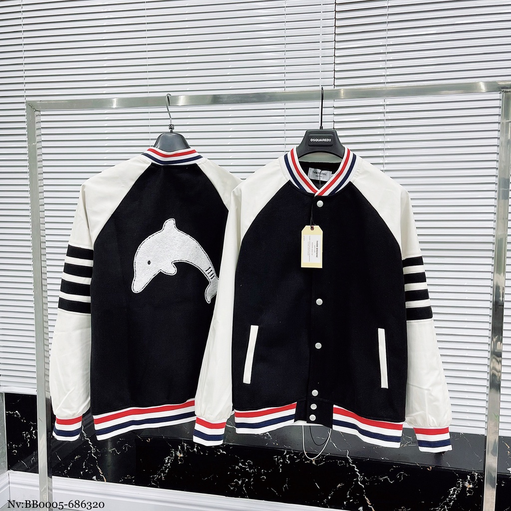 Áo Khoác Bomber Nam Thom Hình Thêu Bông Cá Heo Cực Chất . Áo Khoác Bomber Nam Nữ Thom Cao Cấp - MINH TÂY STORE