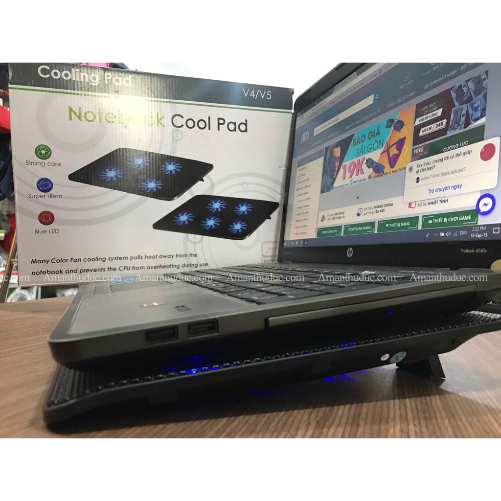 Đế tản nhiệt laptop CoolPad V4/V5 4 fan [Chính hãng BH 1 đổi 1]