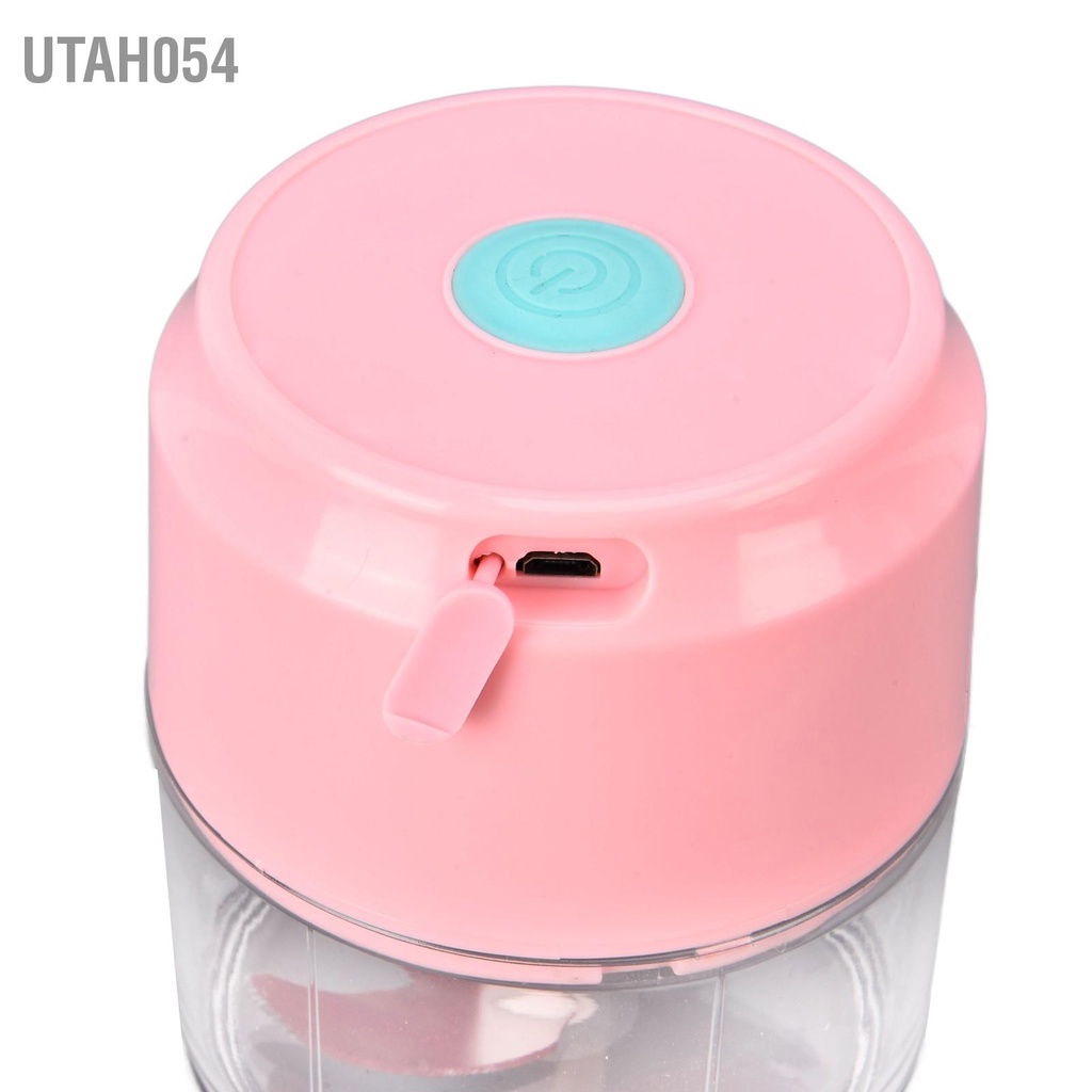 Utah054 Máy xay tỏi mini chạy điện Màu hồng hai lá Sạc USB không dây