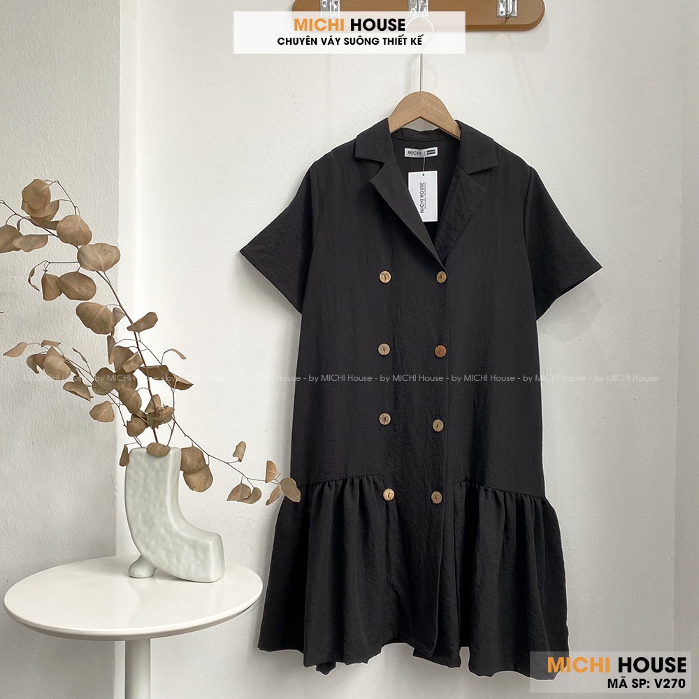 Váy Suông Đuôi Cá Cổ Vest Công Sở MICHI House Đầm Đũi Thiết kế Dáng Xuông Xòe Rộng Freesize V270 | BigBuy360 - bigbuy360.vn