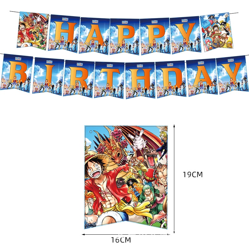 Set 58 Bong Bóng Trang Trí Bánh Sinh Nhật Chủ Đề One Piece Mới
