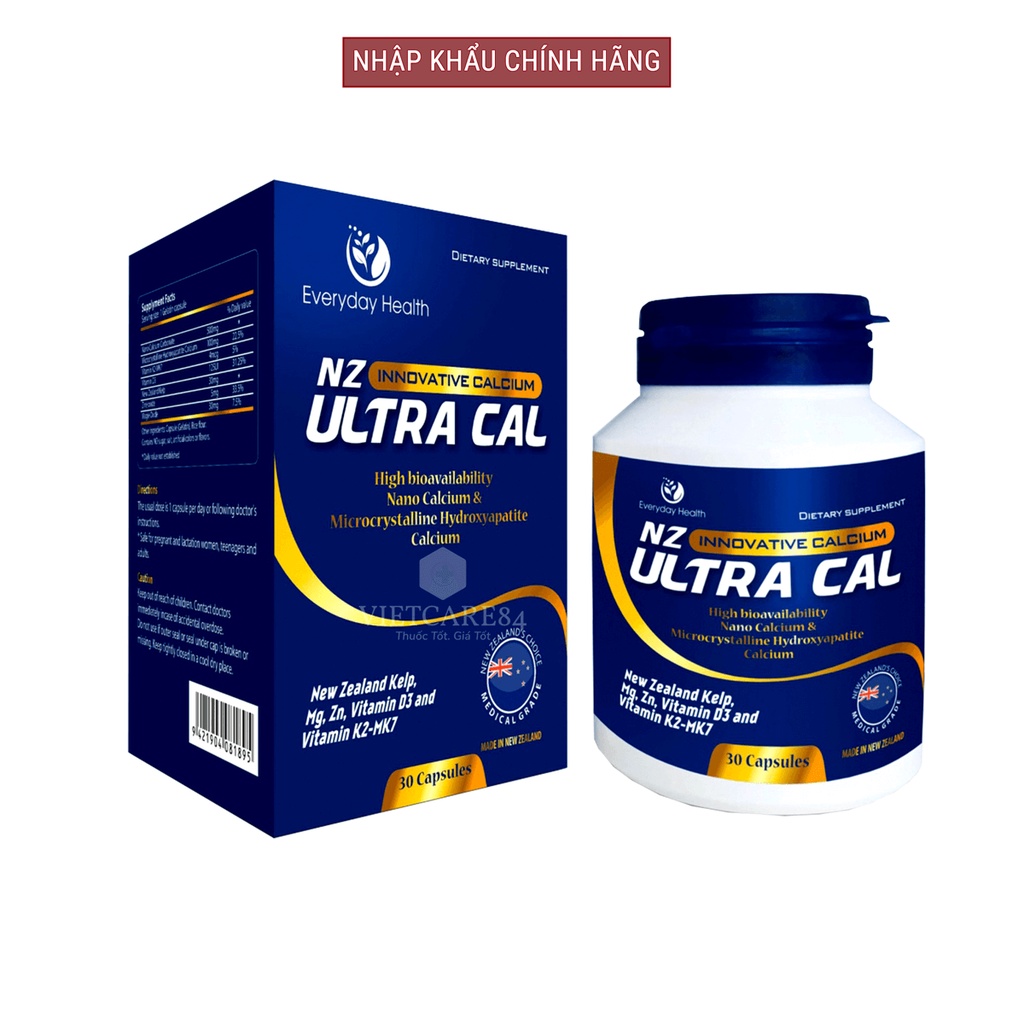 Viên uống canxi hữu cơ nhập khẩu chính hãng New Zealand Canxi Nano NZ ULTRA CAL  giúp giảm nguy cơ loãng xương