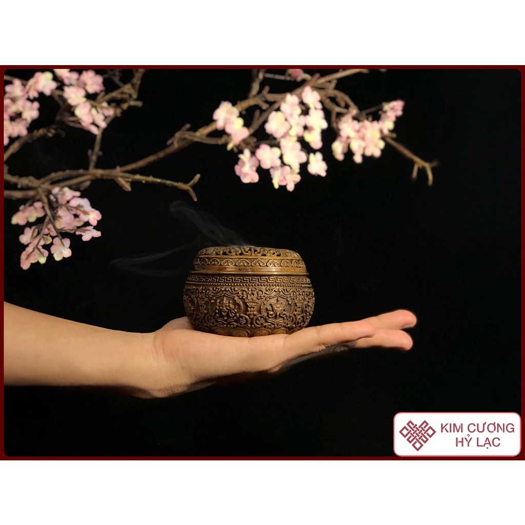 Lư Xông Trầm - Lư Hương Trang Trí Bàn Thờ - Đồ Thờ Cúng Mật Tông [Kim Cương Hỷ Lạc] Mẫu Mới