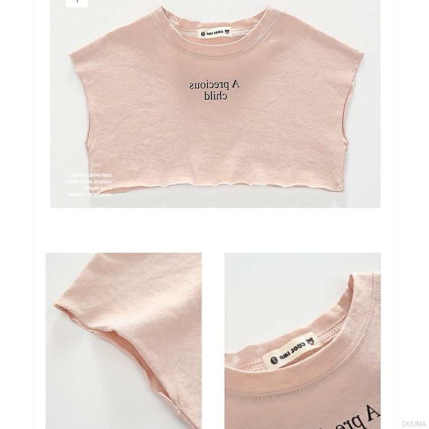 Set Áo Thun Ngắn Tay In Chữ Và Chân Váy Thời Trang Mùa Hè Hàn Quốc Cho Bé Gái