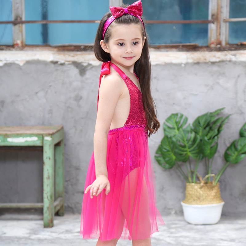 Đồ Bơi Một Mảnh Hở Lưng Phối Ren Cho Bé