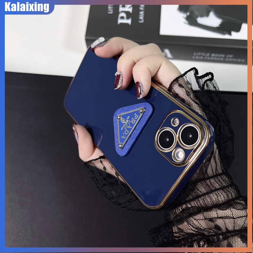 PRADA Ốp Điện Thoại Mềm Hình Tam Giác 3D Cho iPhone 14 Pro Max 13Pro 12 11 Pro Max X Xr Xs Max 7Plus 8Plus 6Plus