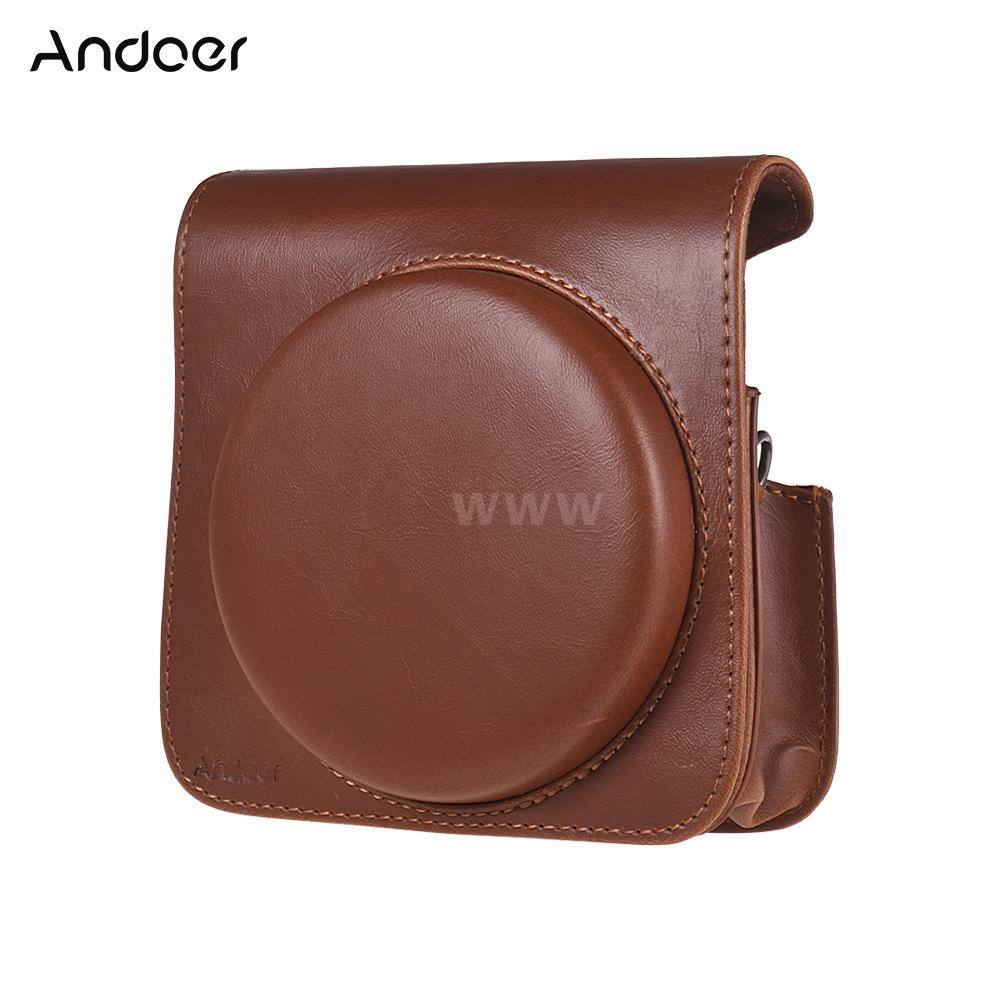 Andoer Protective Case PU Leather Bag with Adjustable Strap for Fujifilm Instax Square SQ6 Instant Film Camera Brown