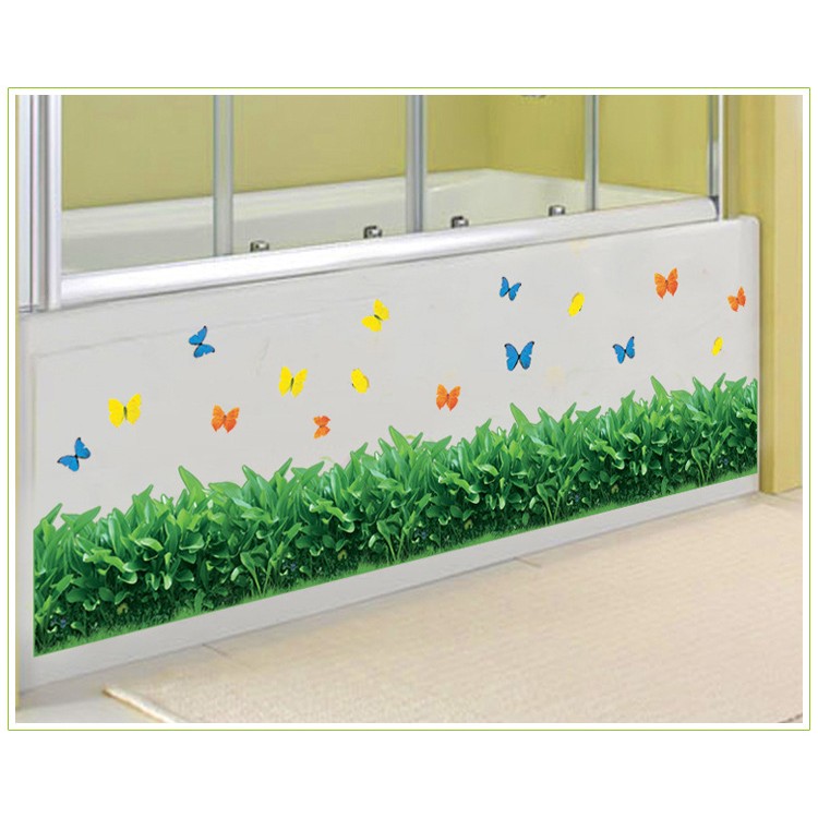 Decal dán chân tường cỏ xanh - PVC vinyl