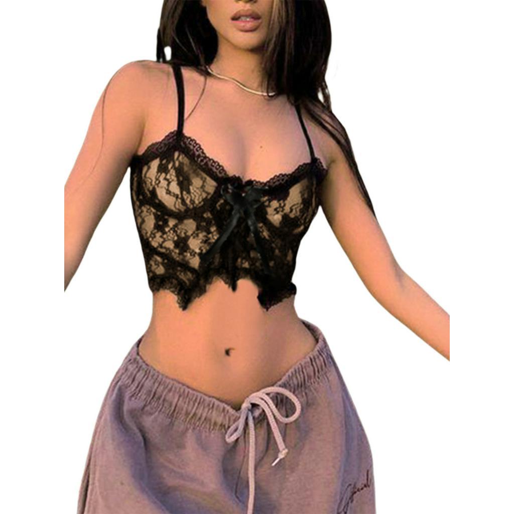 Áo Croptop Hai Dây Phối Ren Thời Trang Quyến Rũ Dành Cho Nữ