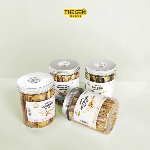 Bánh Biscotti Siêu Hạt Không Đường Chuẩn Ăn Kiêng Mix 4 Vị Cực Ngon TheGemMarket Chính Hãng