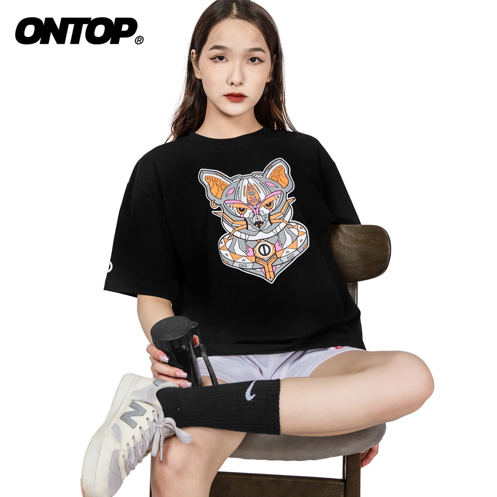 Áo thun tay lỡ form rộng nam nữ màu đen local brand ONTOP - illusion Matop | BigBuy360 - bigbuy360.vn