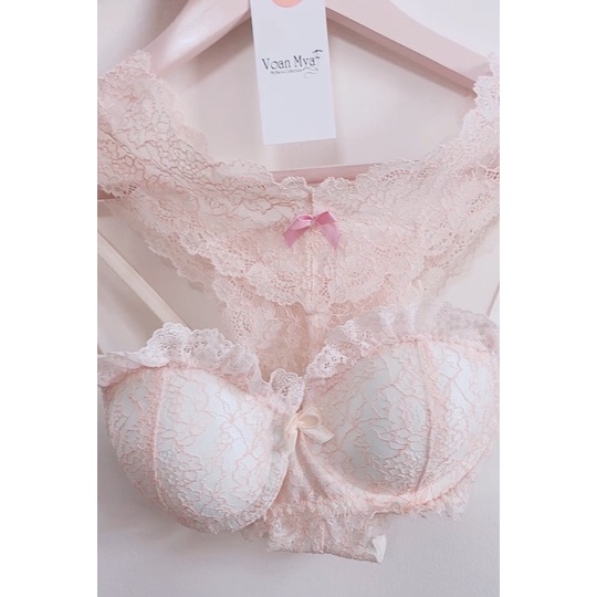 Áo ngực có mút vừa có gọng BST candy sweet màu hồng ngọt ngào Voan Mya